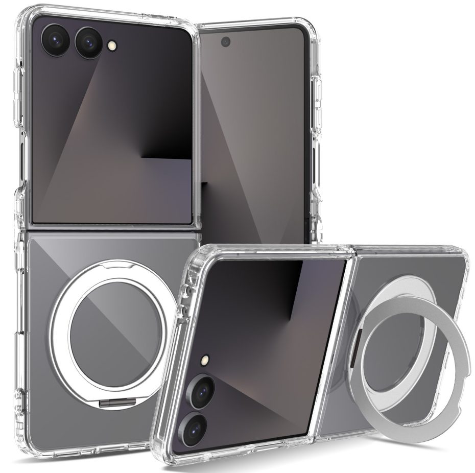 2.0MM Thick Magsafe Clear Case with Rotating Stand & Flexible TPU Hinge for iPhone 11-17 Series — phone accessory shipped from Shenzhen warehouse