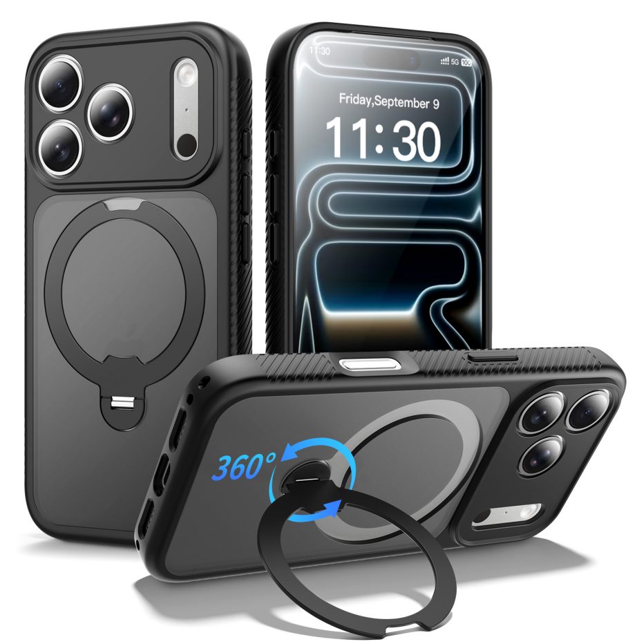 360 Rotation Stand & Holder Matte Skin Feeling Case for iPhone 11-17 Series — phone accessory shipped from Shenzhen warehouse