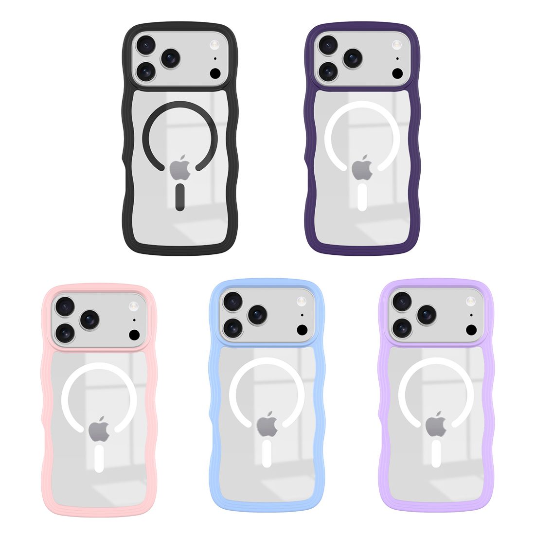 Wavy Clear Back Case with Magsafe for iPhone 11-17 Series view 2