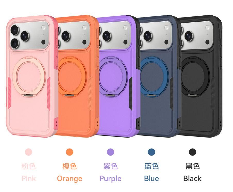 Dual Layer Rugged Case with O-Shaped Stand & Holder for iPhone 11-17 Series view 2