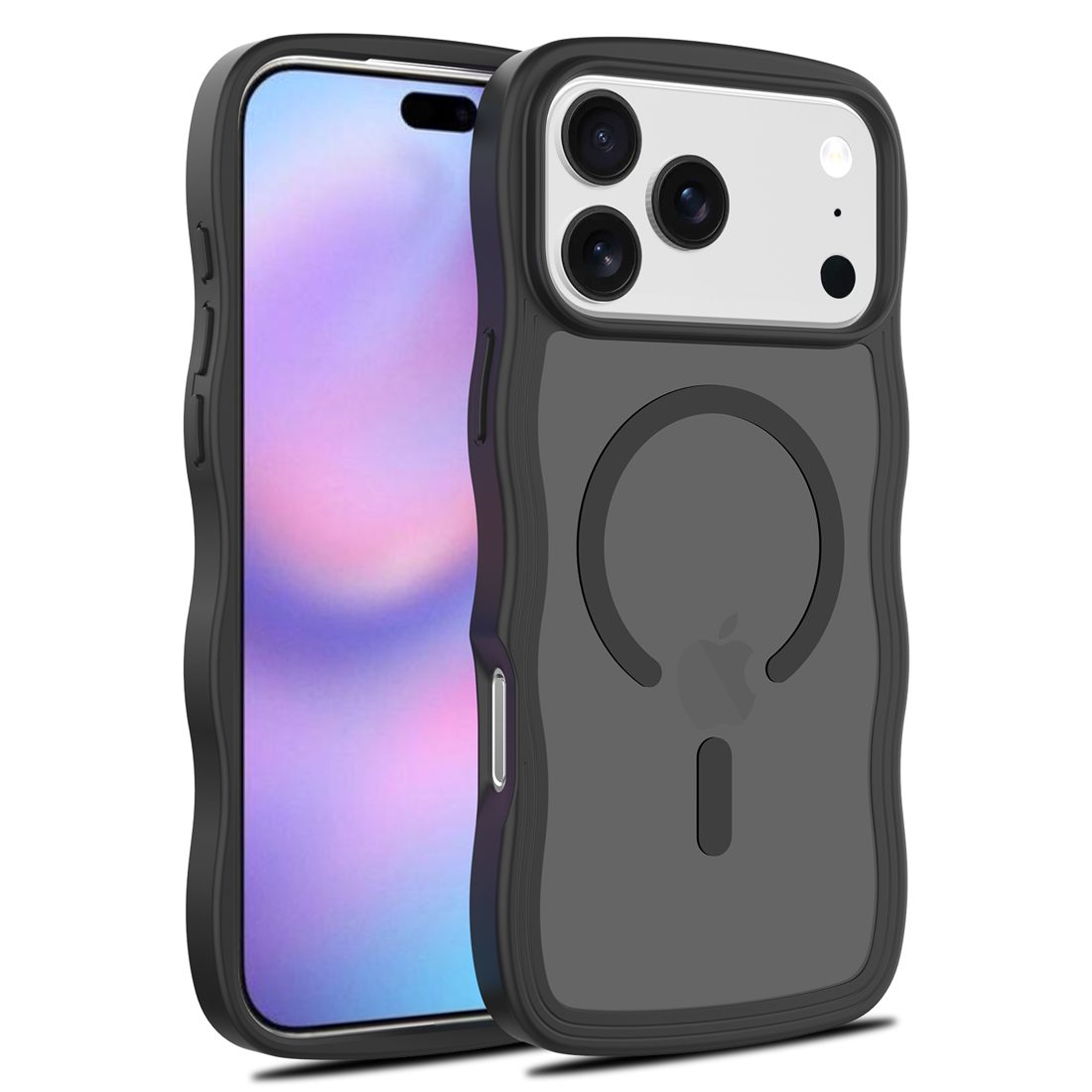 Translucent Matte Frosted Skin Feel Wavy Case with Magsafe for iPhone 11-17 Series — phone accessory shipped from Shenzhen warehouse