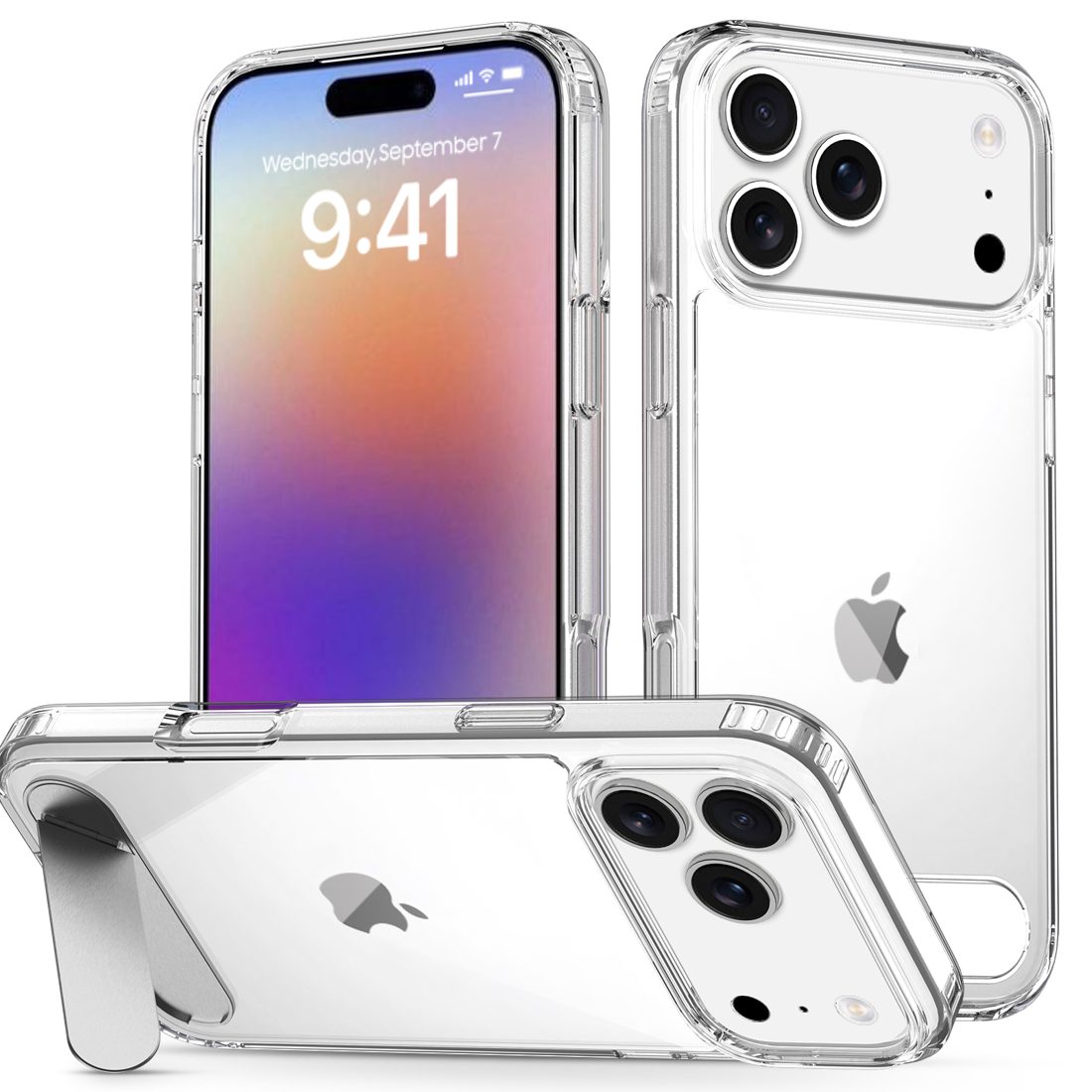 Clear Case with Kickstand for iPhone 11-17 Series — phone accessory shipped from Shenzhen warehouse