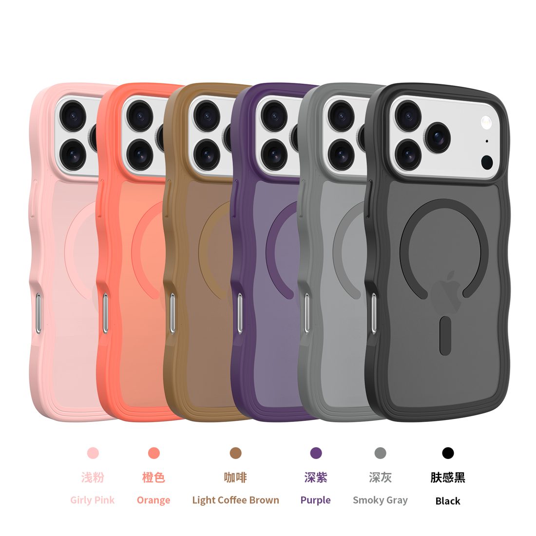 Translucent Matte Frosted Skin Feel Wavy Case with Magsafe for iPhone 11-17 Series view 2