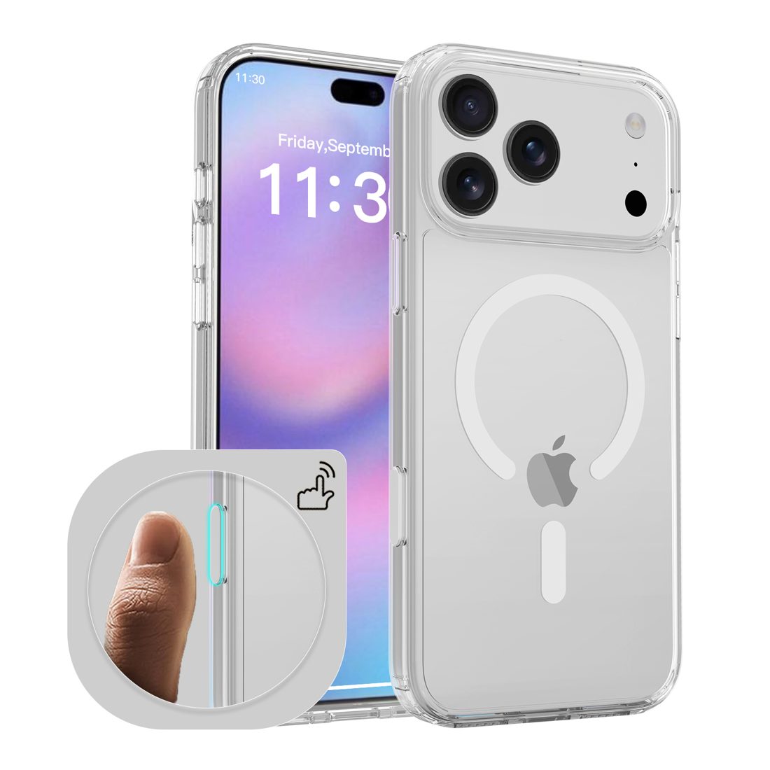 1.5MM Thick Clear Magsafe Case with Camera Action Button for iPhone 11-17 Series — phone accessory shipped from Shenzhen warehouse