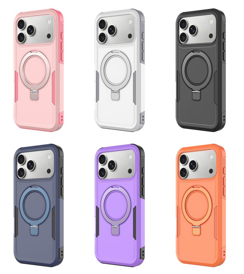 Dual Layer Rugged Case with O-Shaped Stand & Holder for iPhone 11-17 Series view 2