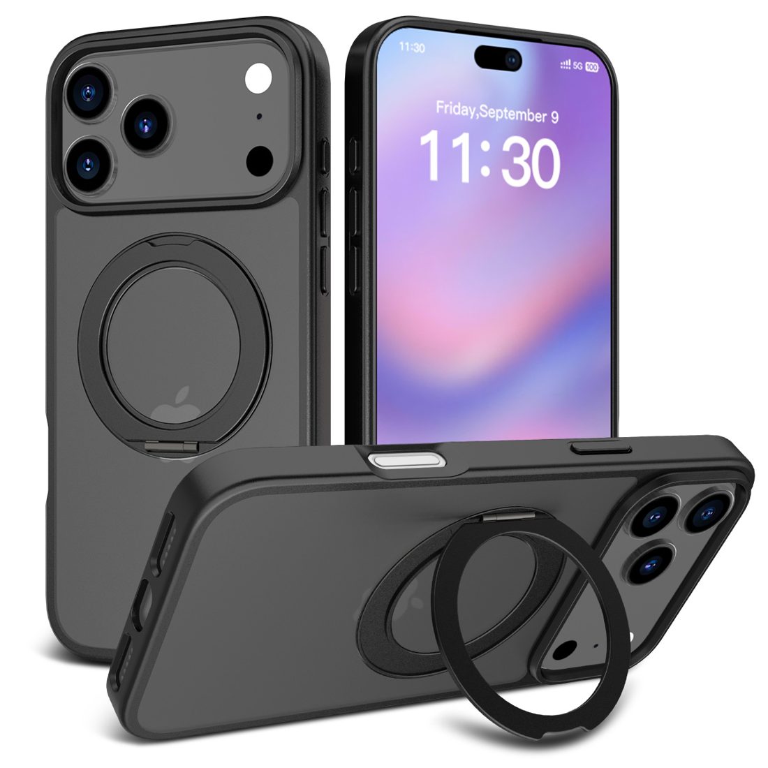 360 Rotation Stand & Holder Skin Feeling Magsafe Case for iPhone 11-17 Series — phone accessory shipped from Shenzhen warehouse