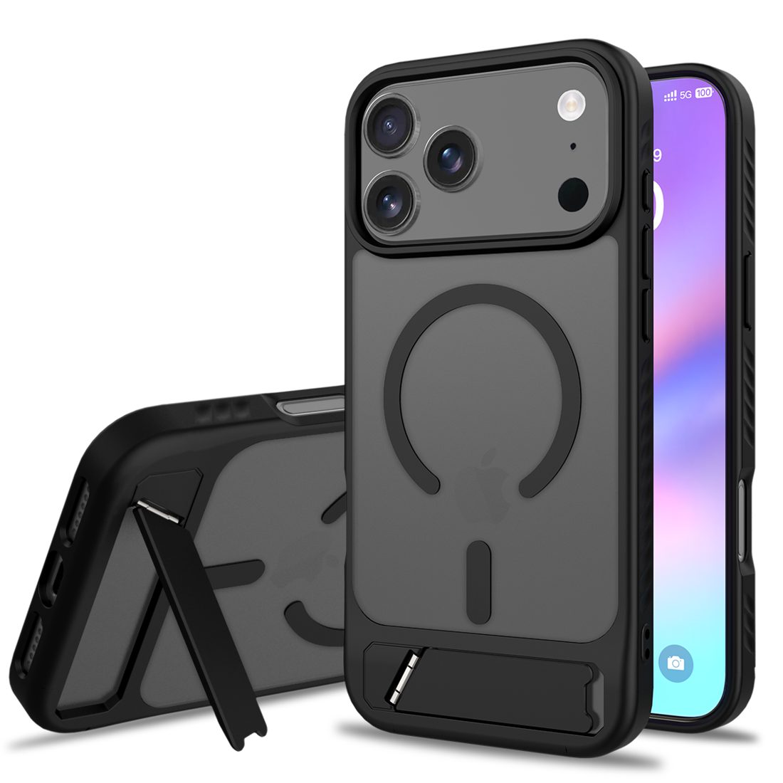 Translucent Matte Frosted Skin Feel Magsafe Stand Case for iPhone 11-17 Series — phone accessory shipped from Shenzhen warehouse