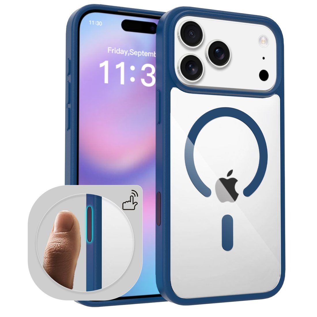 Matte TPU Border Clear Back Magsafe Case with Camera Action Button for iPhone 11-17 Series — phone accessory shipped from Shenzhen warehouse