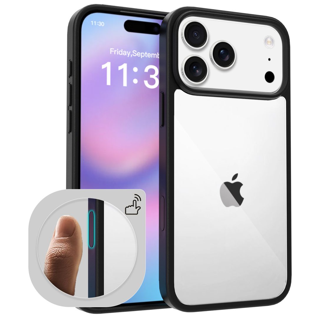 Matte TPU Border Clear Back Case with Camera Action Button for iPhone 11-17 Series — phone accessory shipped from Shenzhen warehouse