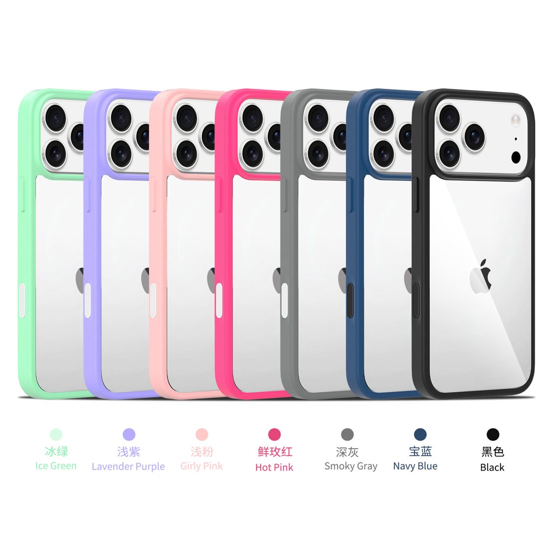 Matte TPU Border Clear Back Case with Camera Action Button for iPhone 11-17 Series view 2