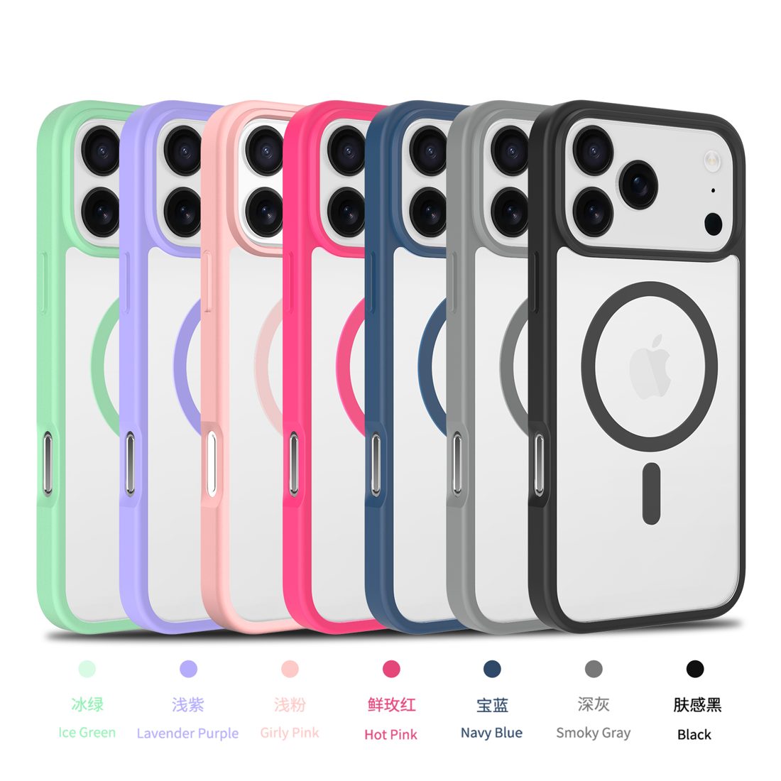 Matte TPU Border Clear Back Case with Magsafe for iPhone 11-17 Series view 2
