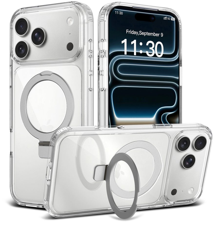 Magsafe Clear Case with O-Shaped Stand & Holder for iPhone 11-17 Series — phone accessory shipped from Shenzhen warehouse