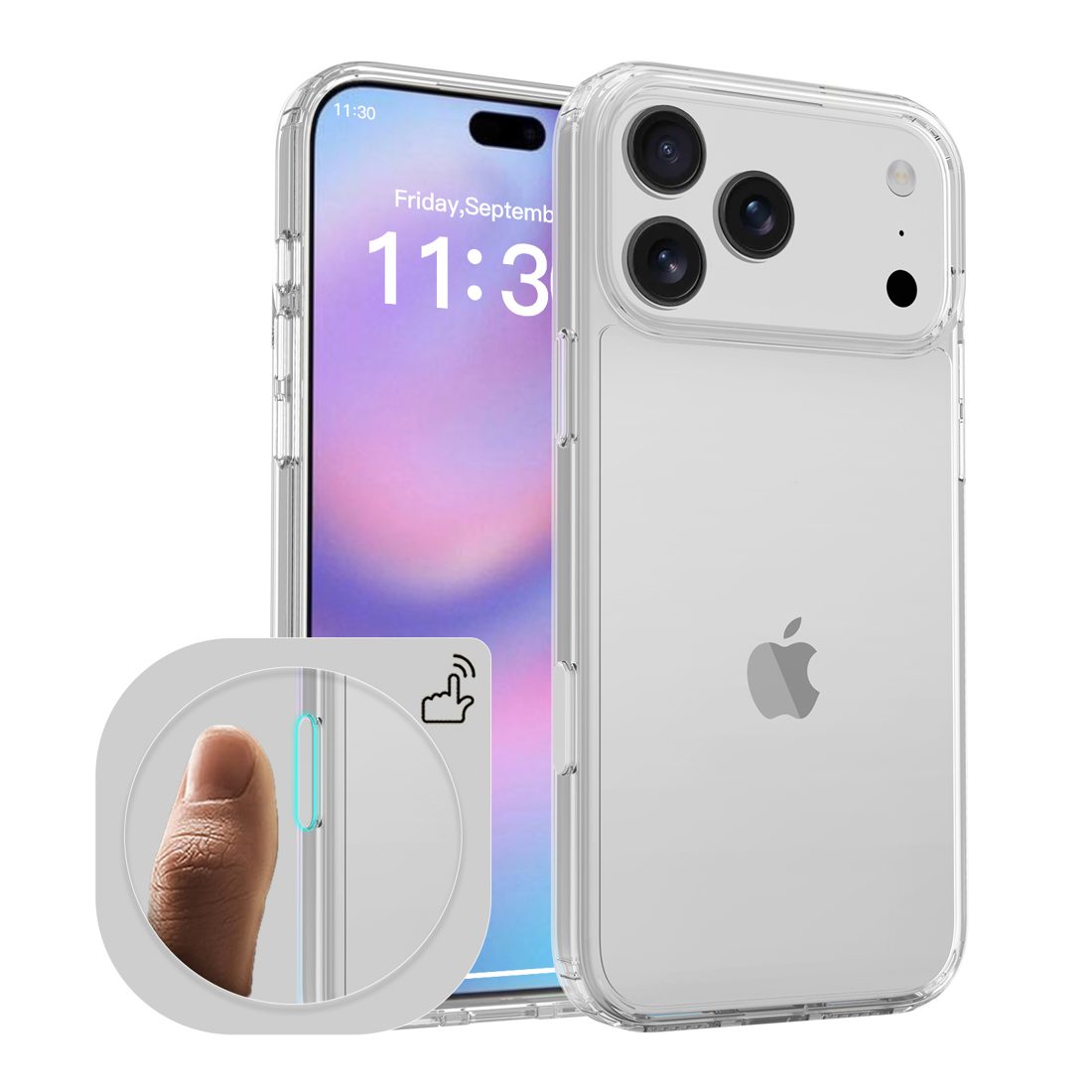 1.5MM Thick Clear Case with Camera Action Button for iPhone 11-17 Series — phone accessory shipped from Shenzhen warehouse