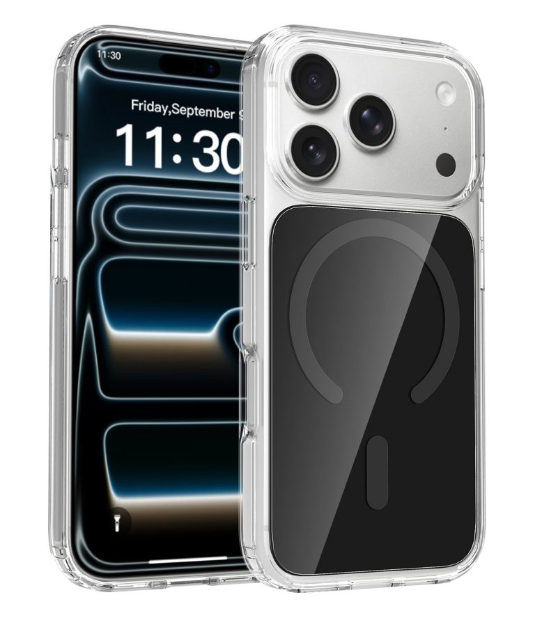 1.5MM Thick Clear Case with Colorful Mirror Backplate for iPhone 11-17 Series — phone accessory shipped from Shenzhen warehouse