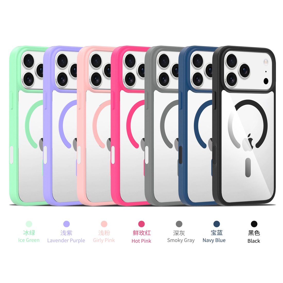 Matte TPU Border Clear Back Magsafe Case with Camera Action Button for iPhone 11-17 Series view 2