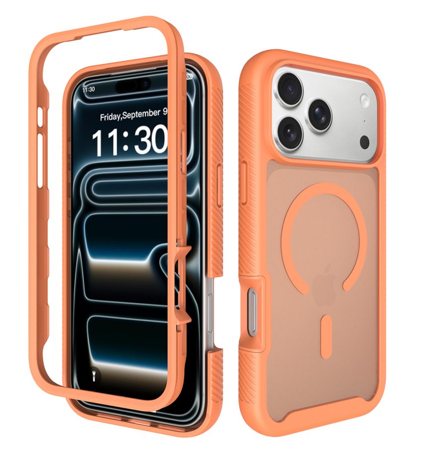 Magnetic Matte Skin Feeling Full-body Rugged Case with Front Cover for iPhone 11-17 Series — phone accessory shipped from Shenzhen warehouse