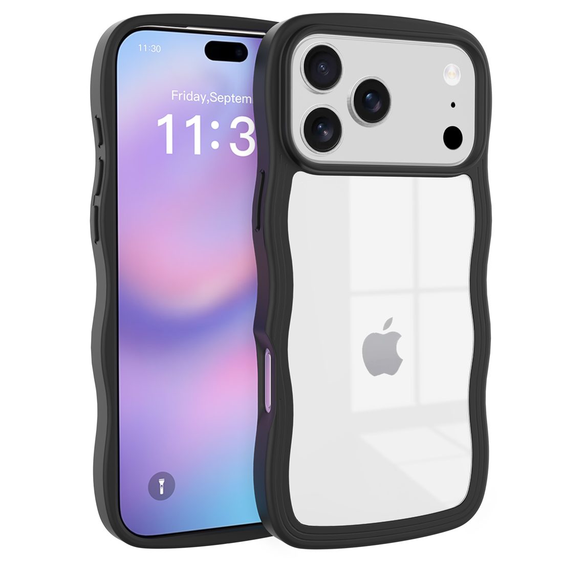 Wavy Clear Back Case for iPhone 11-17 Series — phone accessory shipped from Shenzhen warehouse